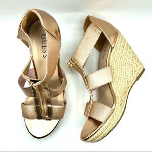Guess | Rose Gold Espadrille Wedges